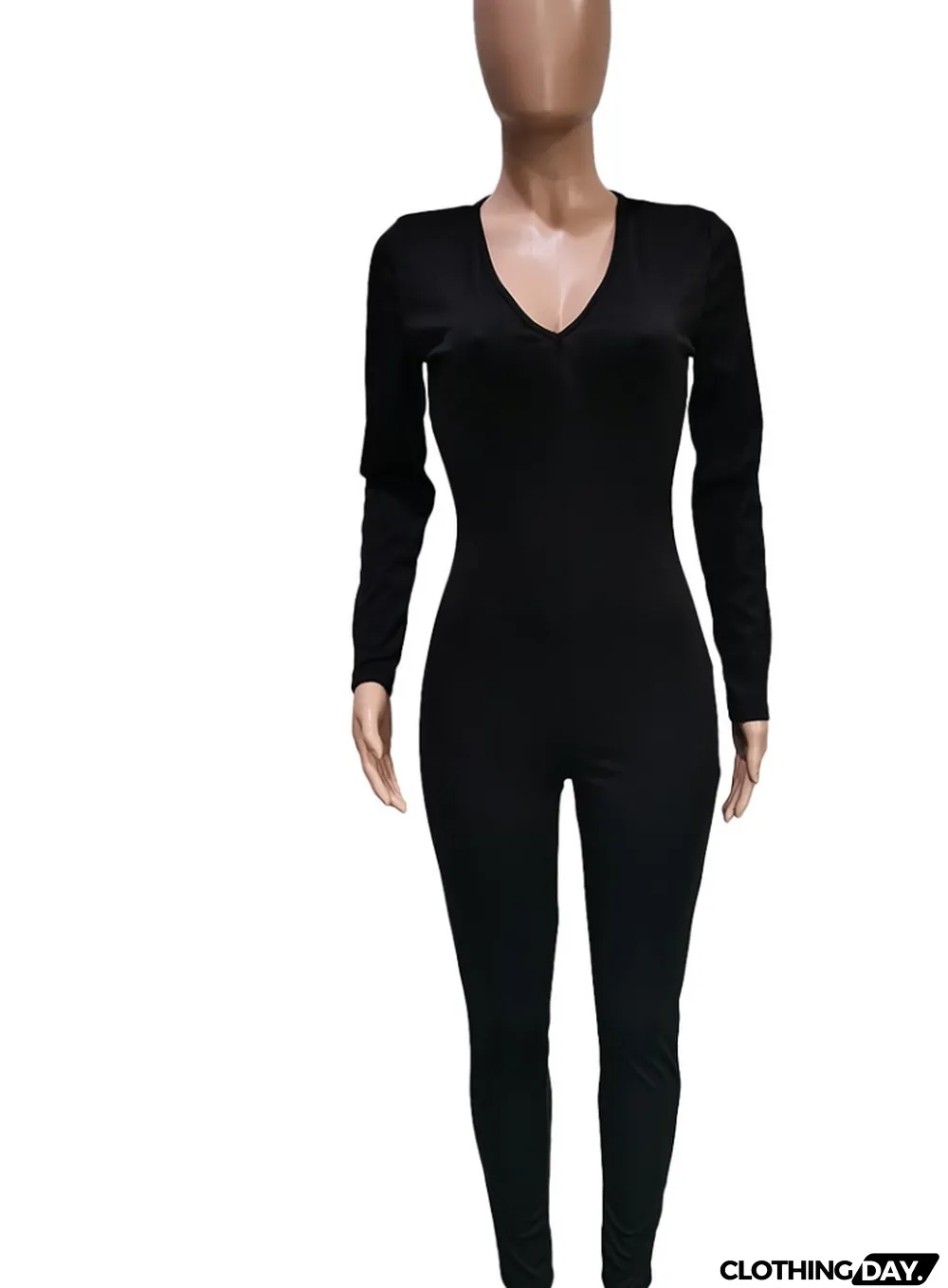 Spring Black Sexy Cut Out Scrunch Long Sleeve Party Jumpsuit