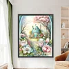 >SALE<Full Embroidery Eco-cotton Thread 16CT Print Flower Castle Cross Stitch 50x60cm