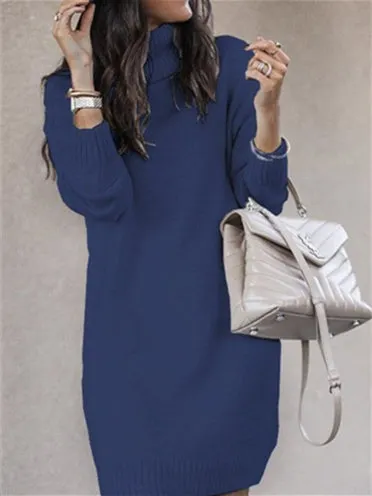 Women's Floral Printed Graphic Turtle Neck Long Sleeve Maxi Dress
