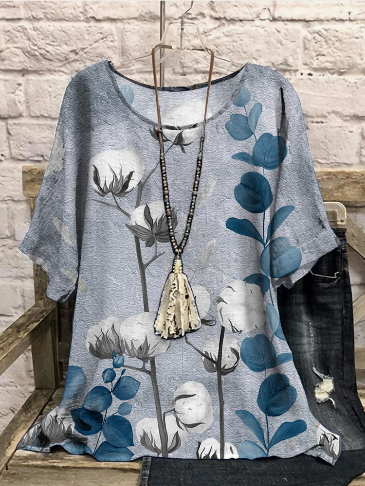 Women Long Sleeve V-neck Graphic Floral Printed Top