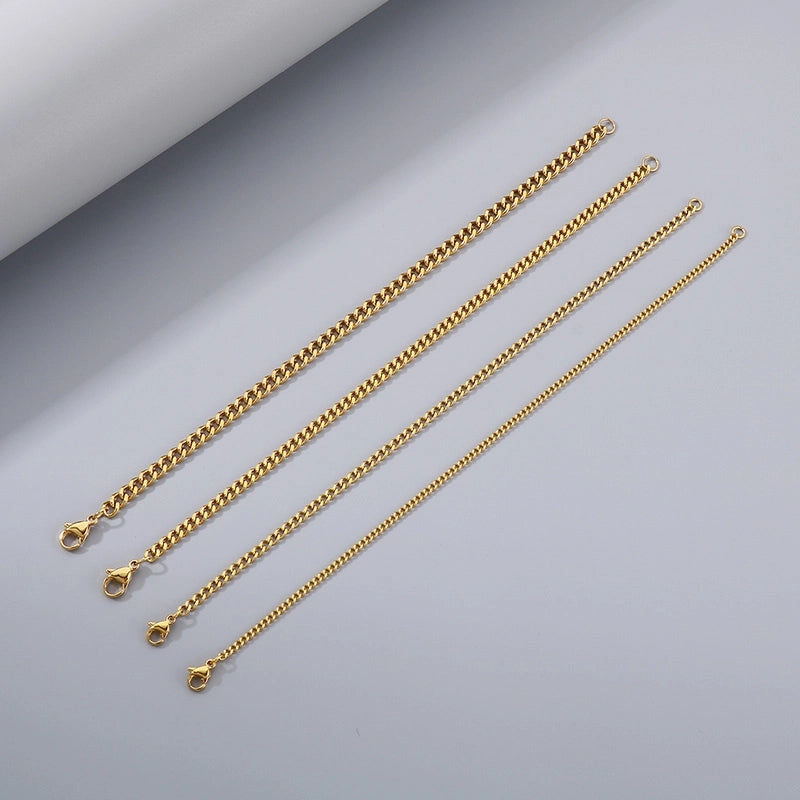 Stainless Steel Personality Fashion Trend Simple Two-Side Grinding Cuban Link Chain Bracelet Accessories