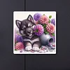 Diamond Painting -DIY Full Square Drill Cute Dog Holding Flowers(35*35CM)