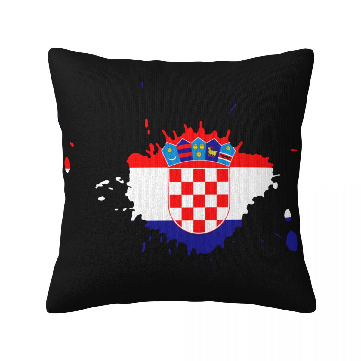 Croatia Ink Spatter Decorative Square Throw Pillow Covers