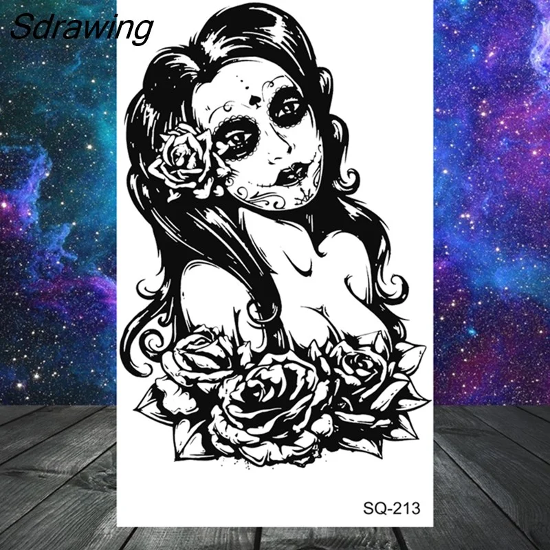 Sdrawing Tribal Anchor Scorpion Dragon Thorns Temporary Tattoos For Women Men Kids Cross Tatoo Butterfly Skull Fake Tattoo Small