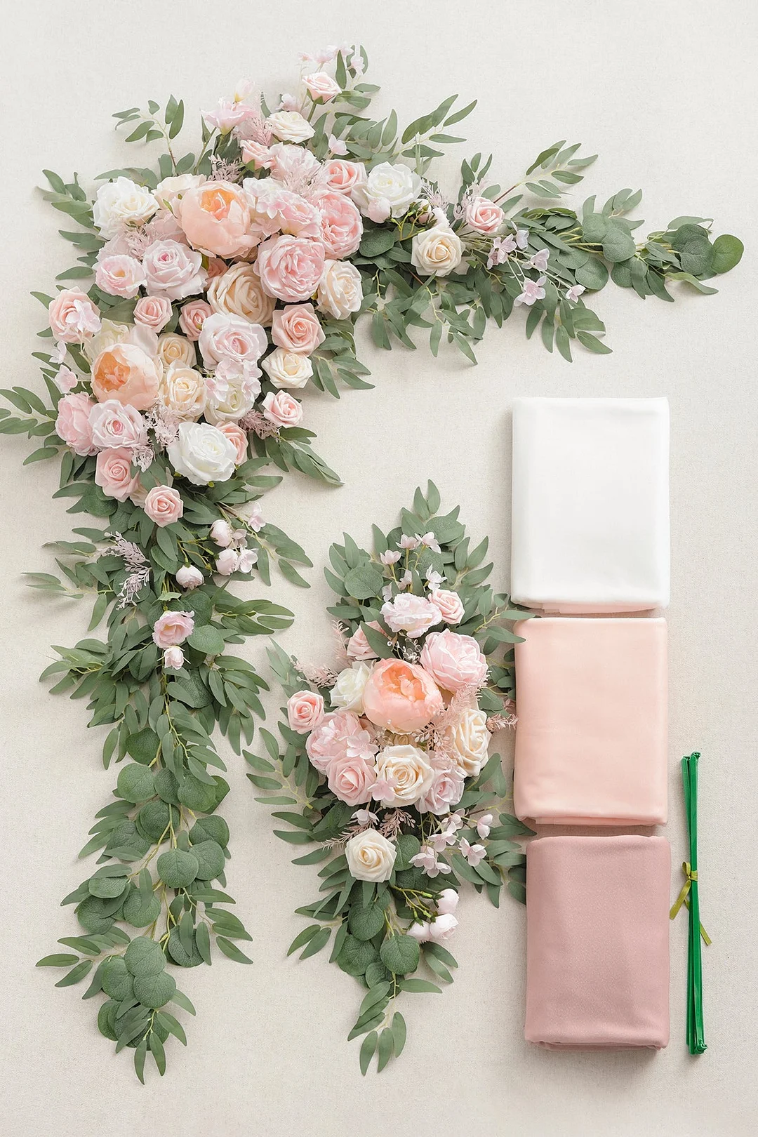 Flower Arch Decor with Drapes in Blush & Cream