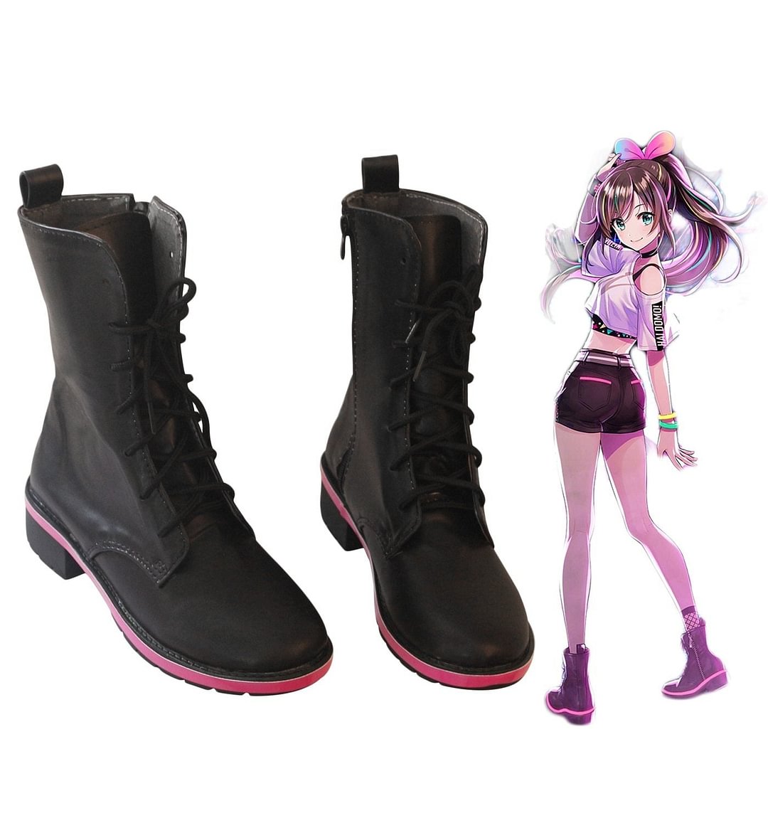 Japanese Virtual YouTuber Kizuna AI Cosplay Boots Kizuna Black Shoes  Halloween Cosplay