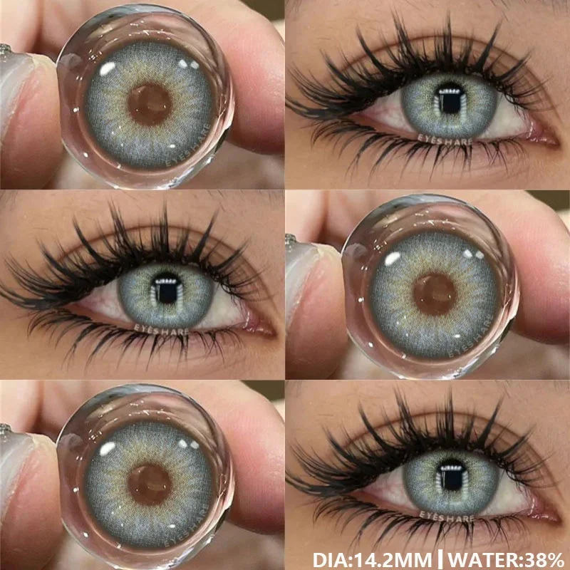 Sdrawing 1Pair Natural Colored Lenses for Eyes Fashion Blue Lenses Gray Contact Lenses Black Lense Colored Pupils for Eyes Yearly
