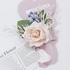 10PCS Morandi Pink Corsage Boutonniere Wrist Artificial Flower Wedding Catering Bridal Groom Guests Bouquets