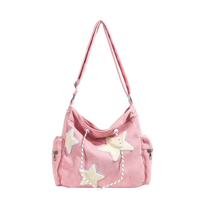 New Cute Five-pointed Star Bag Women’s Large Capacity Student Class Shoulder Bag Casual Sweet Crossbody Bag
