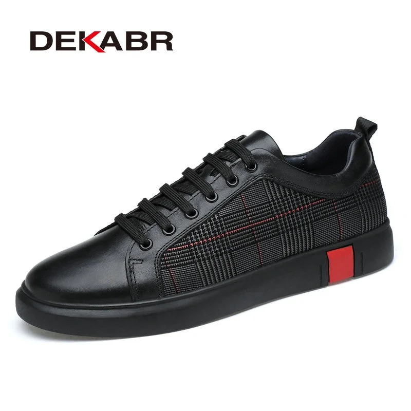 DEKARB Brand Casual Shoes Luxury Men Flats Fashion Breathable Sneakers Lace Up Genuine Leather Shoes Footwear Big Size 38-46