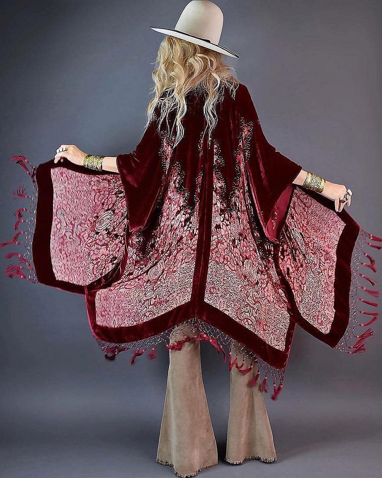 Artist tassel print cardigan