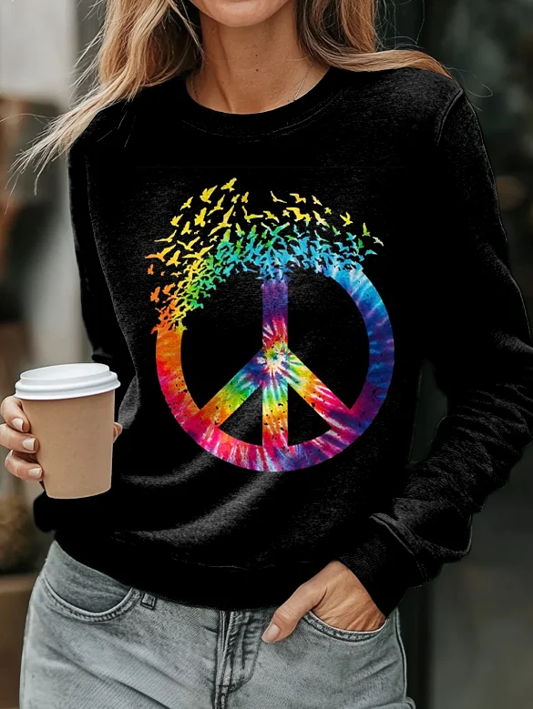 Hippie Art Print Casual Sweatshirt