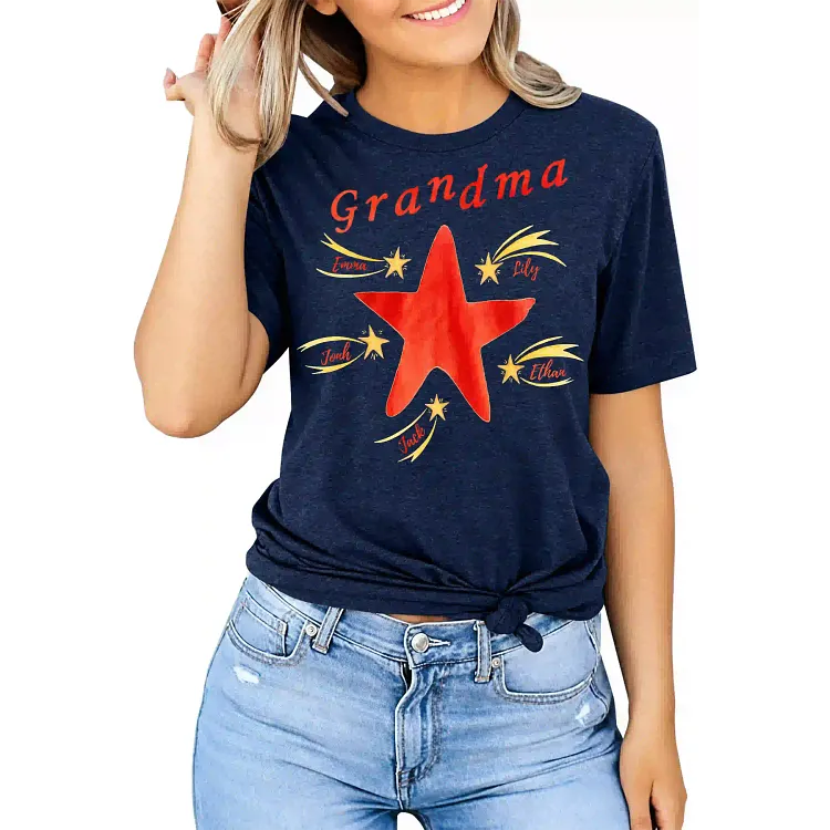 Personalized Grandma Shooting Star T-Shirt with Grandkids&rsquo; Names