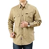 Men's Vintage Outdoor Workwear Pocket Long Sleeve Lapel Utility Shirt by Inlyline