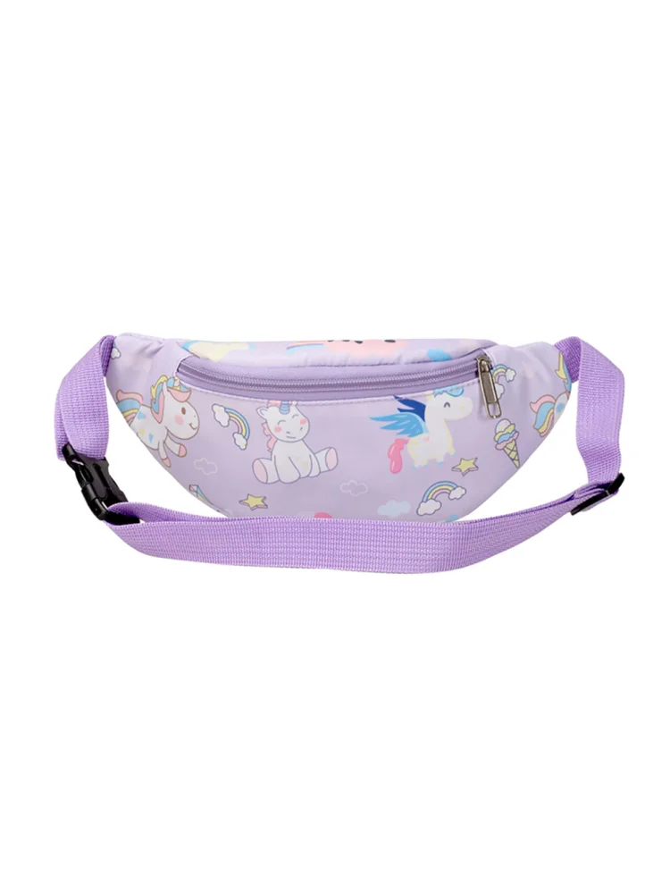 Kids Waist Pack Cute Cartoon Unicorn Fanny Chest Messenger Bag (Purple)