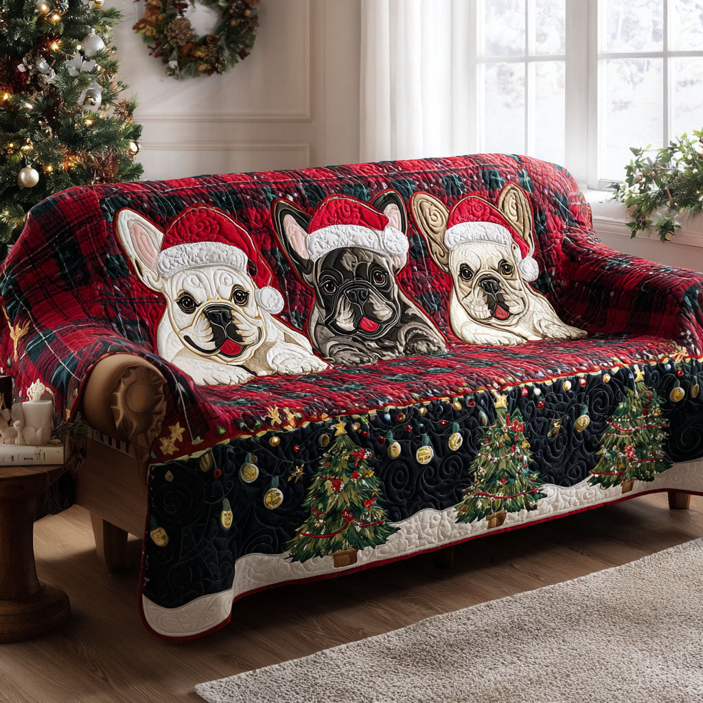 Festive Frenchies Quilted Sofa Cover NCU0TV855 everthome