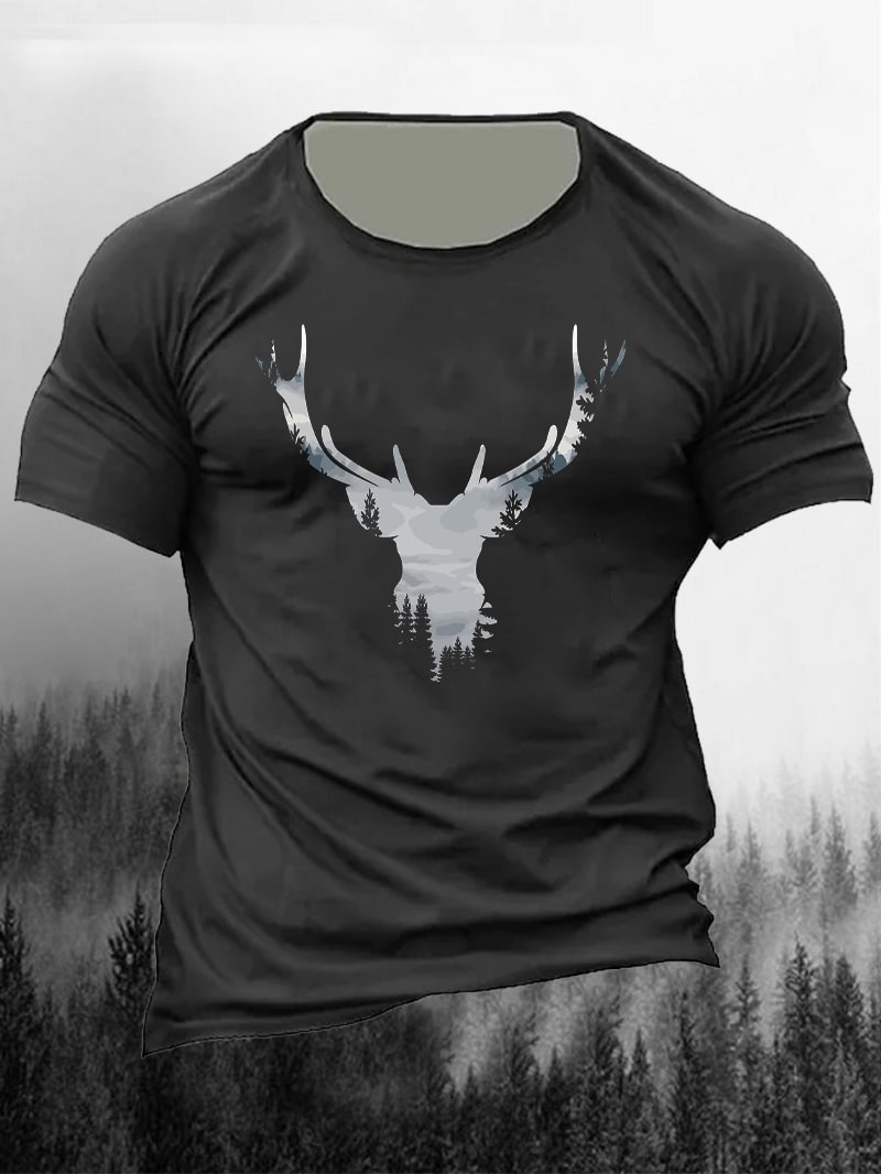Forest Deer Printed Men's T-Shirt in  mildstyles
