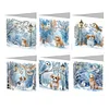 6pcs DIY Owl Dog Diamond Painting Greeting Card