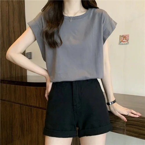 Brownm Brownm Sense Small Flying Sleeve T-Shirt Women's Summer 2024 New Loose Shirt Short-Sleeved Student Jacket Tide