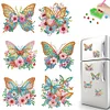 (US Local)6Pcs Flower Butterfly Diamond Painting Art Fridge Magnet for Fridge Whiteboards
