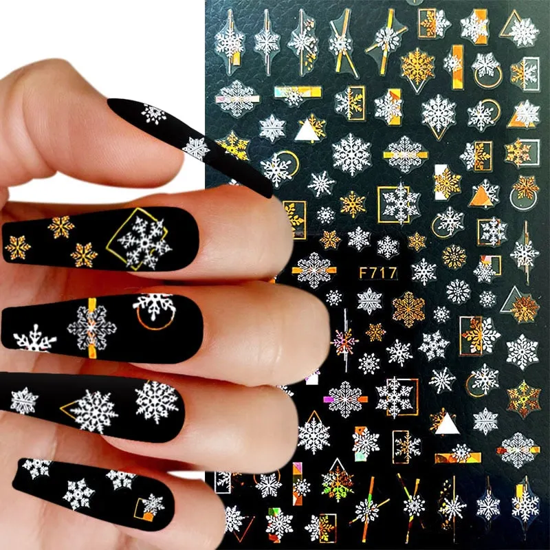 1pc Winter Xmas Nail Sticker 3D Christmas Elk Santa Snowflake Rabbit Cartoon Animal Slider Design Polish Deco Nail Accessories-Nail Inspo