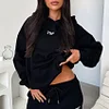 Fashionable Sporty Embroidered Logo Hooded Two-piece Set by Inlyline