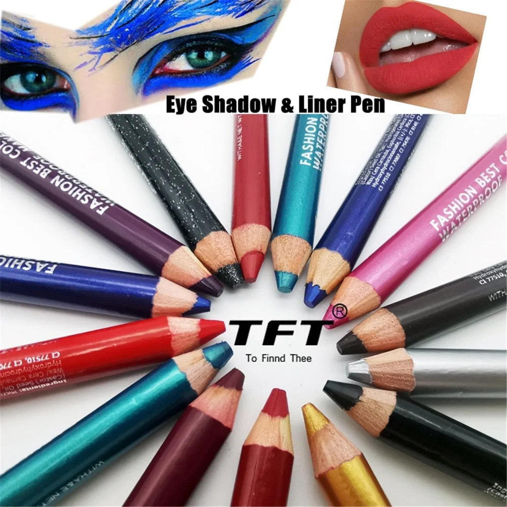 1pc Eyeliner Pen Highlighter Waterproof Matte Eyeshadow Pencil Glitter EyeShadow Pen Cosmetic Glitter Eye Shadow with Sharpener