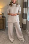 Comfortable two-piece set &ndash; soft turtleneck top and wide-leg pants