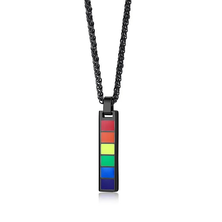 Rainbow Bar Necklace Cuban Chain LGBT Pride Gifts