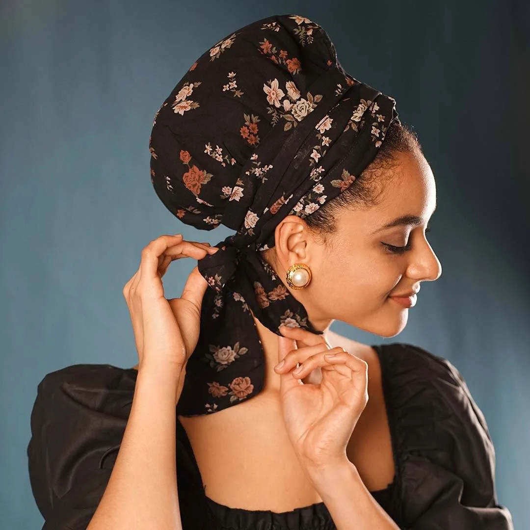 African Print Head Wrap With Satin-Lined-AW1178