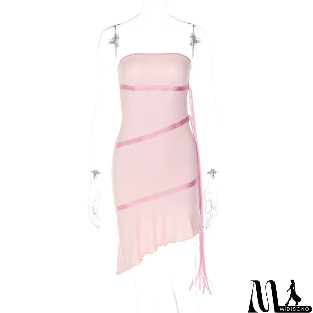 MidiSono - Spring Women'S Ruffle Sexy Strapless Fashion Dress