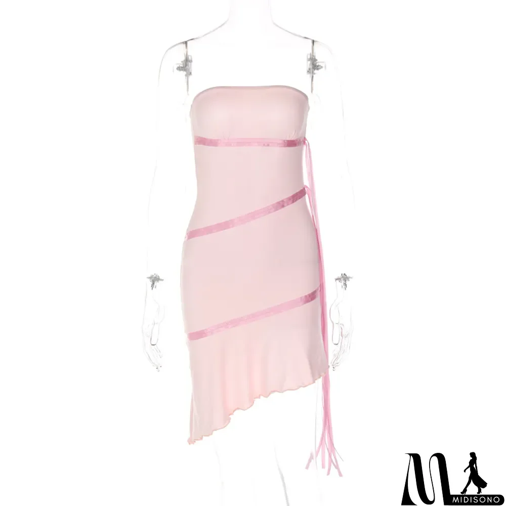 MidiSono - Spring Women'S Ruffle Sexy Strapless Fashion Dress