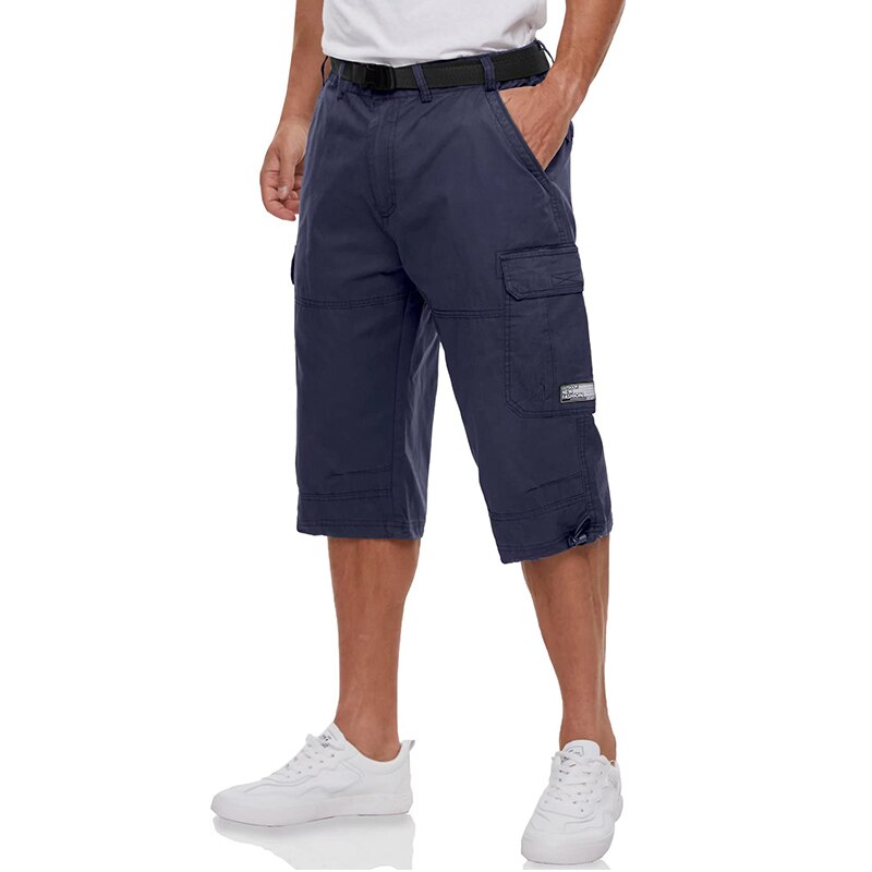Men 3/4 Cargo Shorts Lightweight Ripstop Quick Dry Multi-Pockets