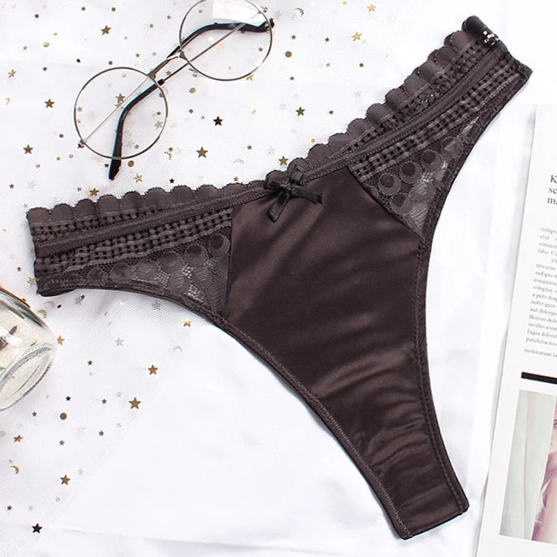 CINOON Women Sexy Lace Panties Low-waist Underwear Thong Female G String Hollow Out Lingerie Temptation Embroidery Intimates