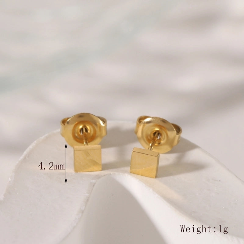 1 Pair Minimalist Commute Geometric Solid Color 304 Stainless Steel 14K Gold Plated Ear Studs