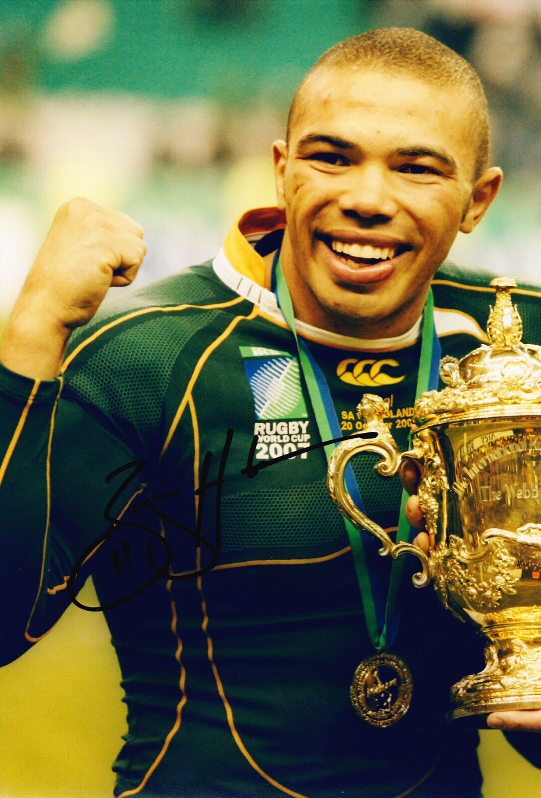 Bryan Habana Signed 12X8 Photo Poster painting SPRINGBOKS South Africa AFTAL Certificate COA (B)