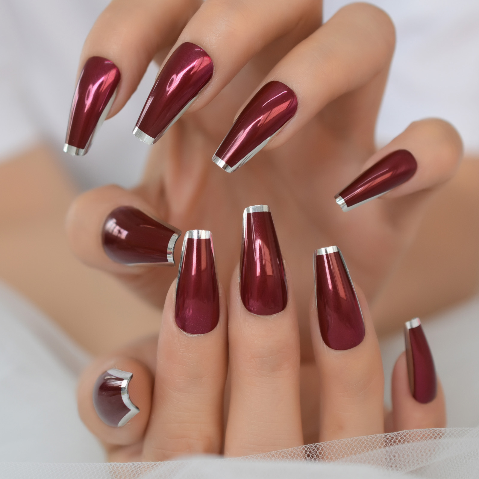 Elinlin Elegant Coffin Nails – Long Milky White Press On Nails for a Chic Look  