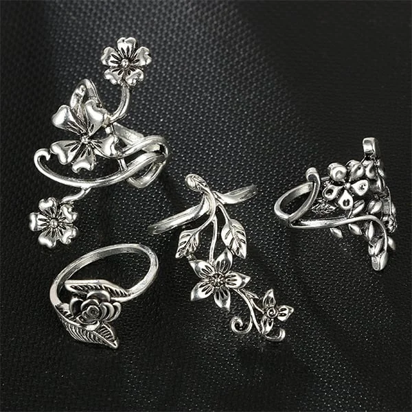 🔥Last Day 75% OFF🎁4Pc Vintage Flower Ring Set