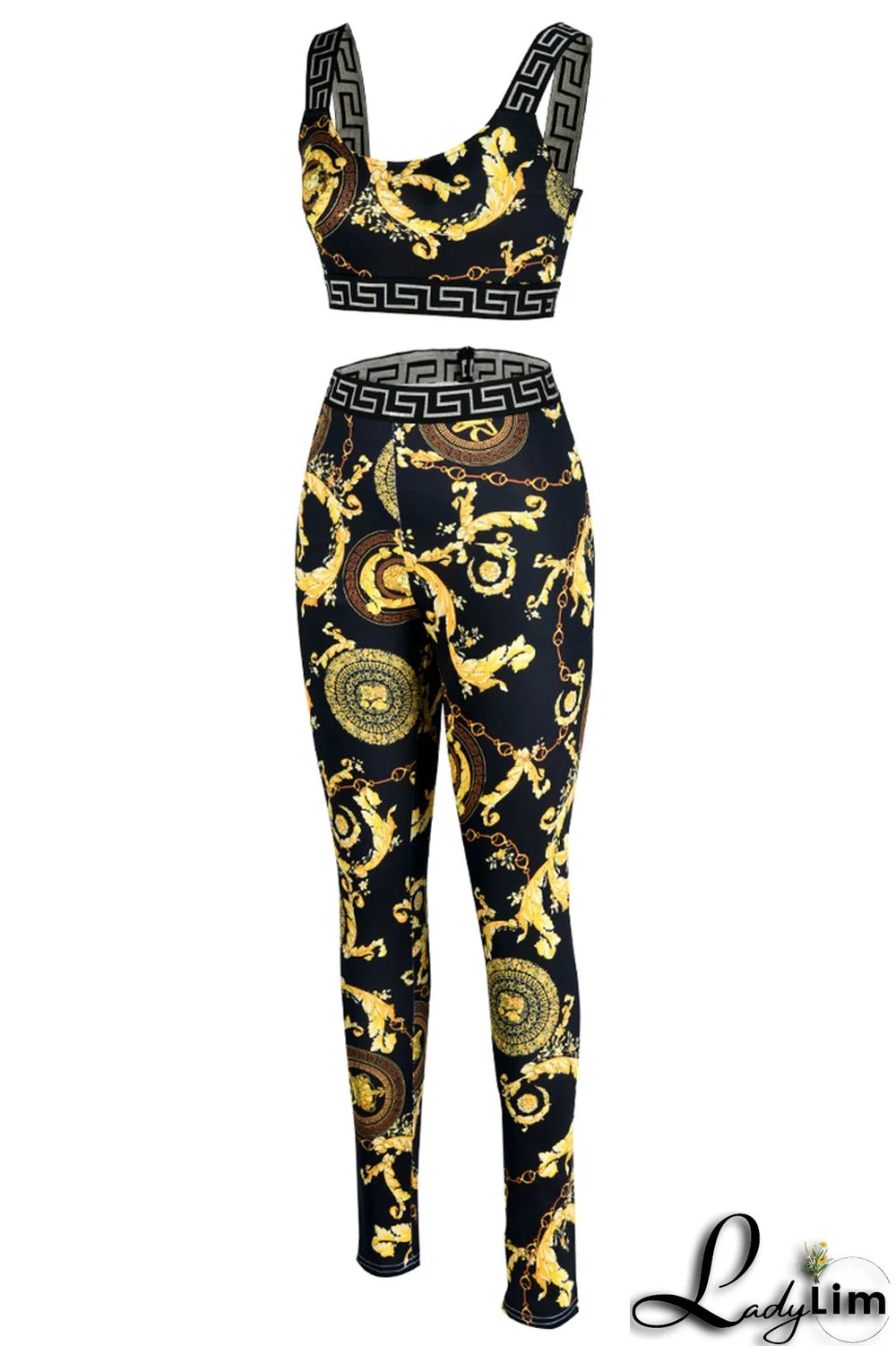 Red Fashion Casual Print Patchwork Backless O Neck Sleeveless Two Pieces