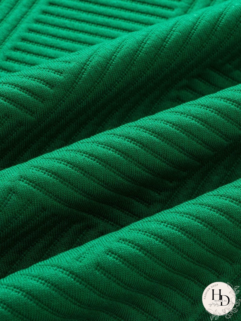 Elegant Dark Green Ruffled Textured Puff Sleeve Blouse