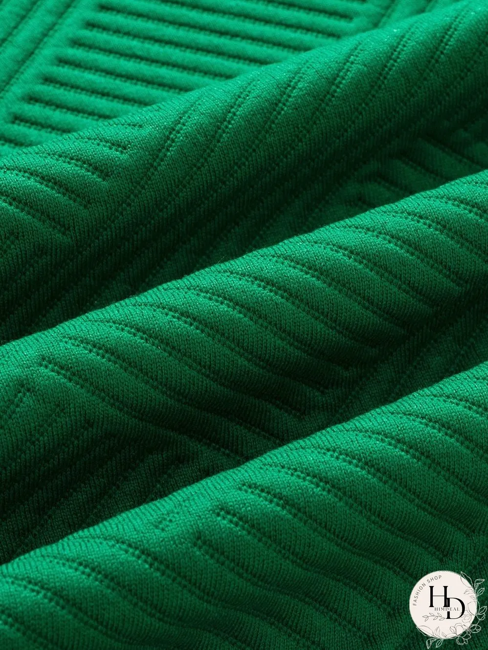 Elegant Dark Green Ruffled Textured Puff Sleeve Blouse