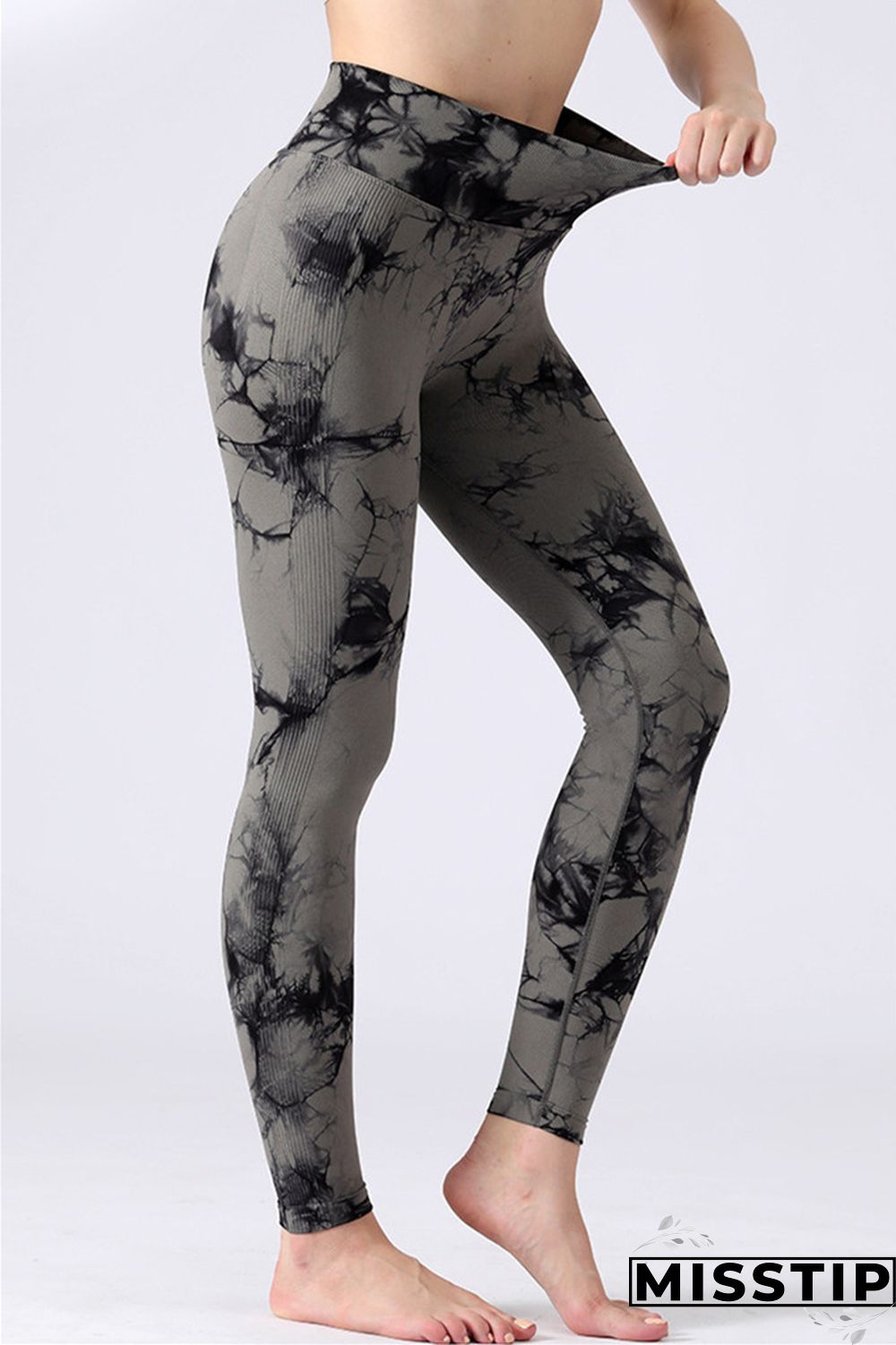 Black Casual Sportswear Print Basic Skinny High Waist Trousers