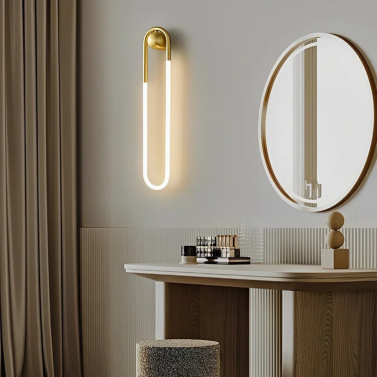 Round Rectangular Three Step Dimming LED Copper Minimalist Wall Lamp - Appledas