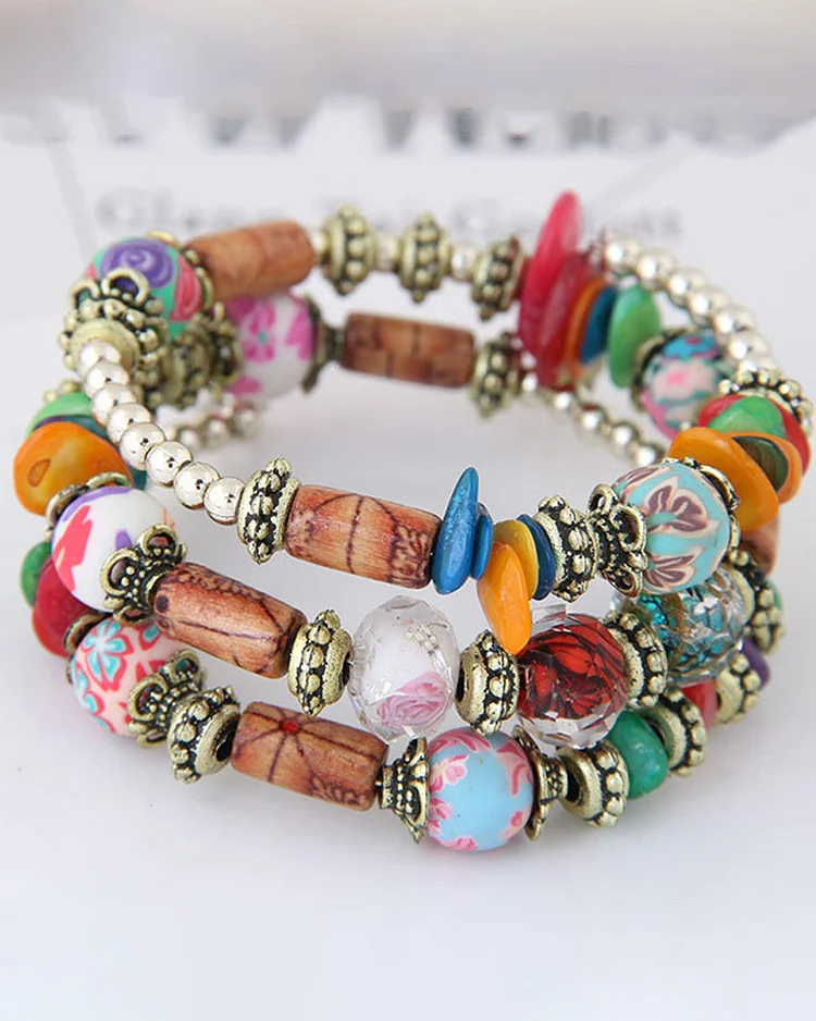 Multilayer Bracelet Ethnic Style Colored Stone Turquoise Shell Bracelet