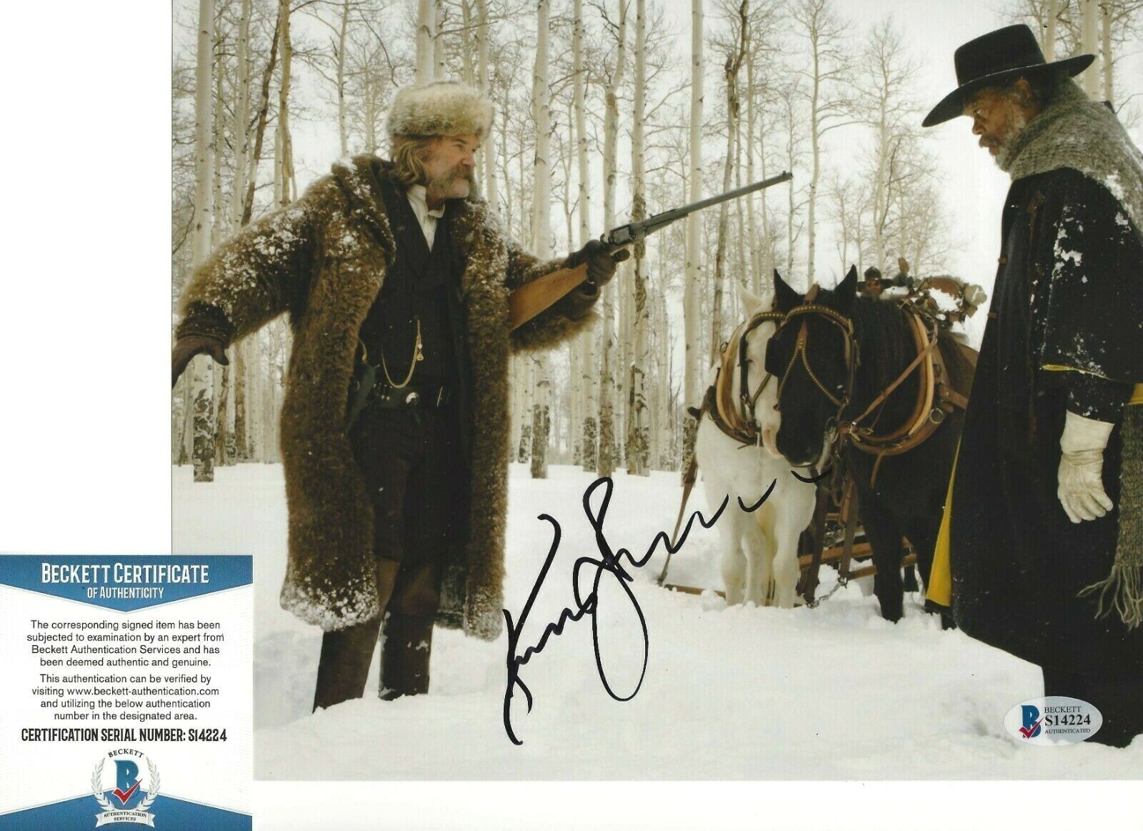 KURT RUSSELL SIGNED 'THE HATEFUL EIGHT' 8x10 MOVIE Photo Poster painting BECKETT COA HANGMAN