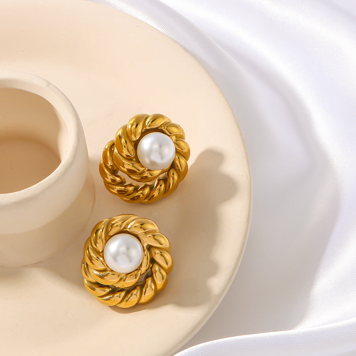 IG Style Round Geometric Stainless Steel Electroplating Earrings