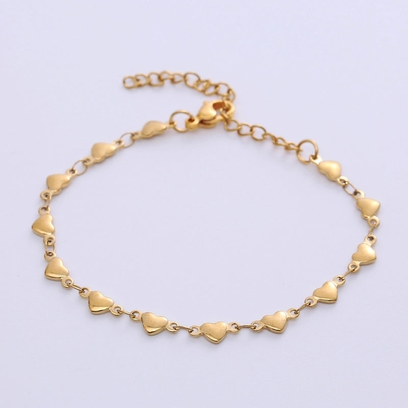 Minimalist Heart Shape Solid Color 304 Stainless Steel Bracelets Necklace