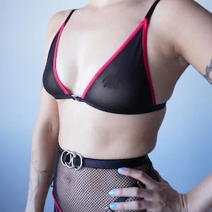 pornhint Pornhint Trinity Belt _ Black Kinky belt with soft stretch straps & solid silver metal rings. Silver metal back closure clip.