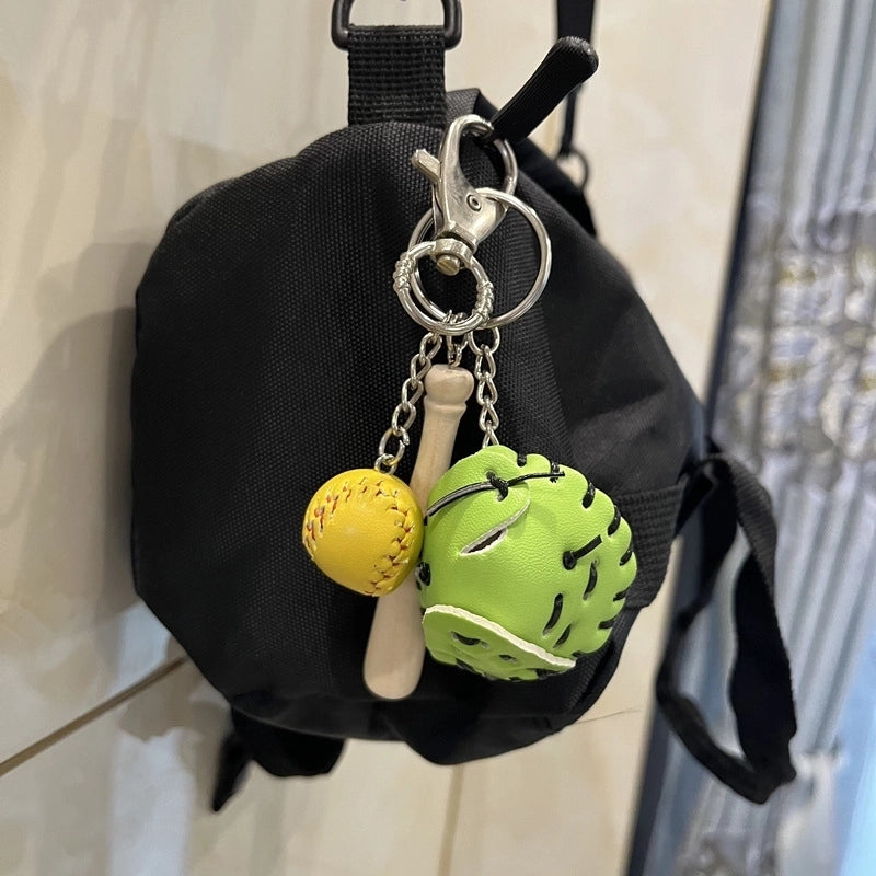 Fashion Baseball Pu Leather Unisex Bag Pendant Keychain