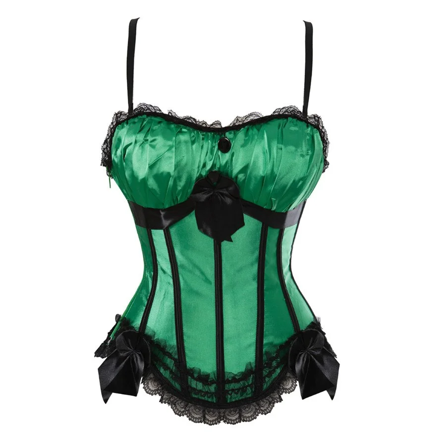 Billionm Satin Straps Corset Cup stripe Spaghetti Showgirl lace up boned Waist Trainer Bustier Plus Size S-2XL Lingerie
